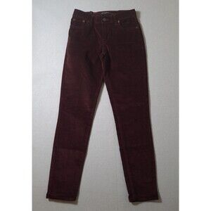 Banana Republic Skinny Fit Pants Women's 26x29 Burgundy Pinot Uncut Cord Stretch